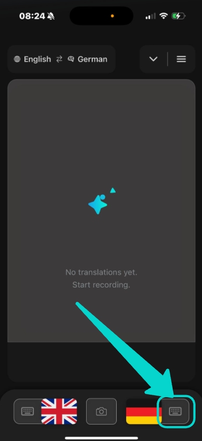 Right-sided keyboard for glossary access