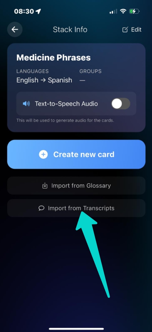 Creating a new learning stack manually